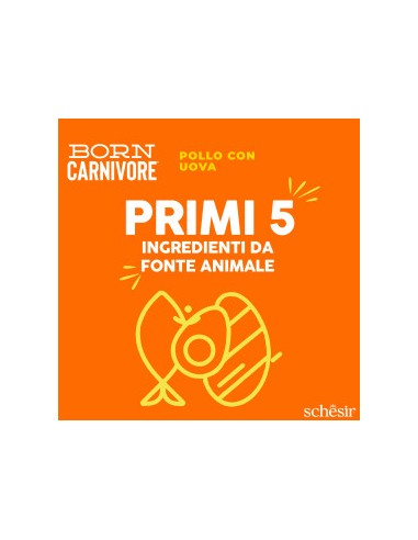 SCHESIR Born Carnivore Pollo & Uovo Gr.255-Cibo secco per gatti .