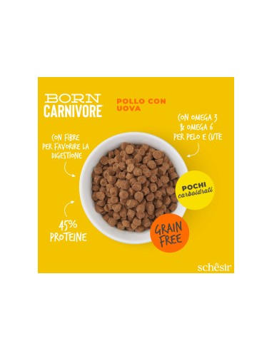 SCHESIR Born Carnivore Baby Pollo & Uovo kg 1,250. Cibo Secco Per Gatti