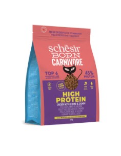 SCHESIR Born Carnivore Pollo con Aringa & Salmone kg 1,250 . Cibo Secco Per Gatti