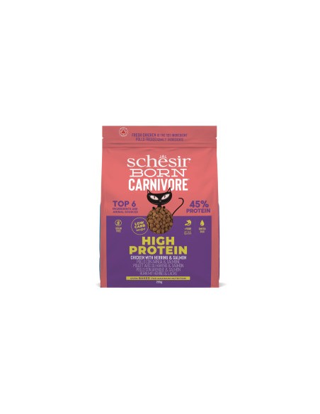 SCHESIR Born Carnivore Pollo con Aringa & Salmone kg 1,250 . Cibo Secco Per Gatti