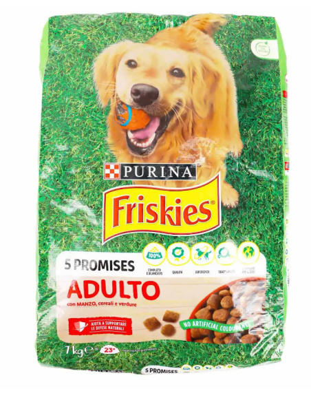 FRISKIES ADULT Manzo e Verdure Kg.7. Crocchette per cani