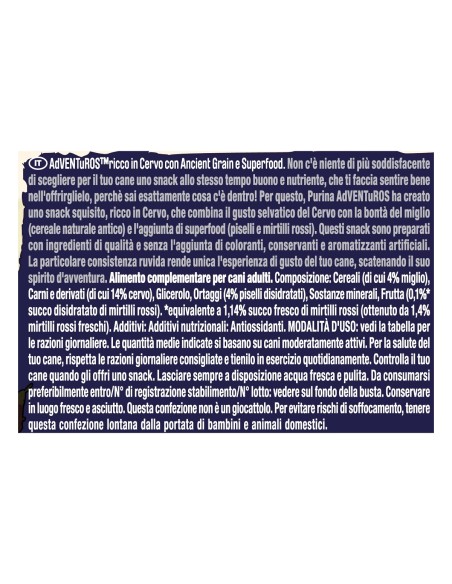 Purina Adventuros Superfood Cervo gr 120. Snack Per Cani.