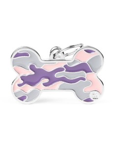 Medaglietta Style Osso xl Camouflage  Rosa/viola . Accessori per cani .