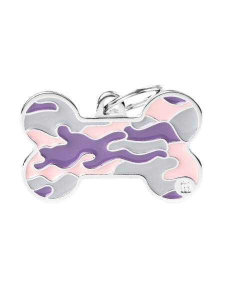 Medaglietta Style Osso xl Camouflage  Rosa/viola . Accessori per cani .