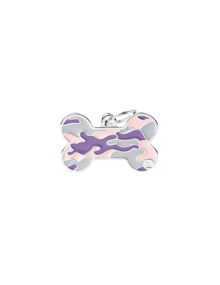 Medaglietta Style Osso xl Camouflage  Rosa/viola . Accessori per cani .