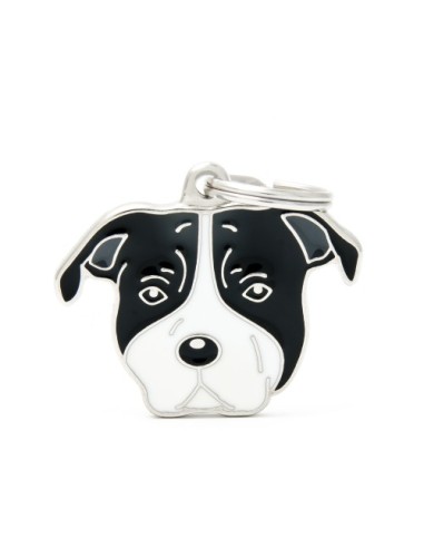 Medaglietta American Staffordshire Terrier Bianco Nero. Accessori Per cani .