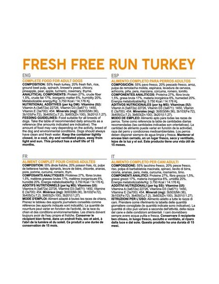 Arquivet Fresh Free Run Tacchino kg 2,5. Crocchette per cani.