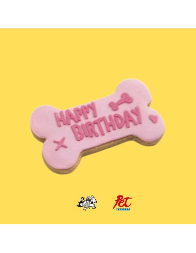 Biscotto Forma osso Happy Birthday . Snack Per Cani