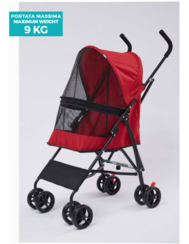 Passeggino Easy Rosso. Trasporto per cani