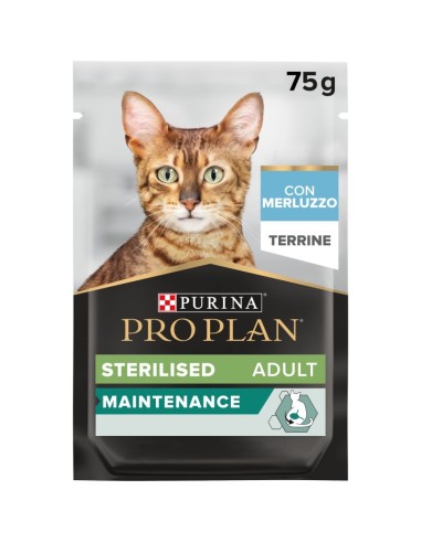 Pro Plan Nutrisavour Sterilised Terrine Con Merluzzo Multipack 10 x85 gr . Cibo Umido Per Gatti