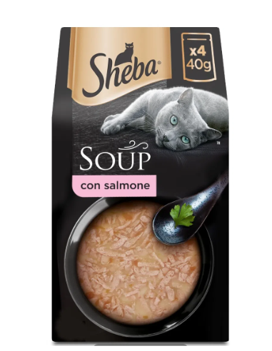 Sheba Soup Salmone 4 x 40gr. Cibo Umido Per Gatti .