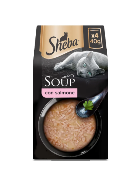 Sheba Soup Salmone 4 x 40gr. Cibo Umido Per Gatti .