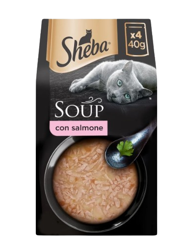 Sheba Soup Salmone 4 x 40gr. Cibo Umido Per Gatti .
