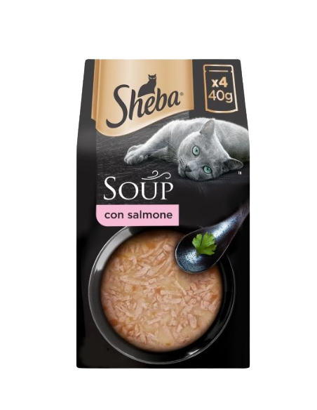 Sheba Soup Salmone 4 x 40gr. Cibo Umido Per Gatti .