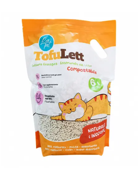 Lettiera Tofulett Naturale e Inodore litri 6. Lettiere per gatti