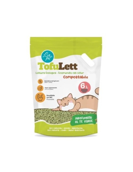 Lettiera Tofulett Te' Verde 6 litri . Lettiera per gatti .