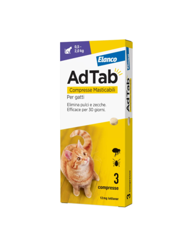 Adtab Compresse Masticabili Per Gatti 0.5-2 KG. Antiparassitario per gatti .