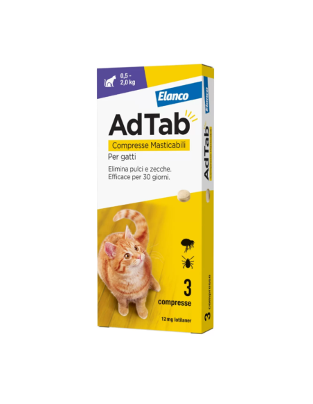 Adtab Compresse Masticabili Per Gatti 0.5-2 KG. Antiparassitario per gatti