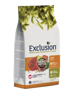 Exclusion Mono Noble Grain Puppy  Manzo Large kg 12 . Crocchette per cani 2