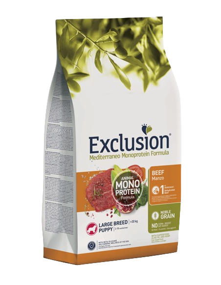 Exclusion Mono Noble Grain Puppy  Manzo Large kg 12 . Crocchette per cani