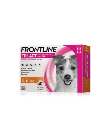 Frontline Tri-Act 5-10 Kg . 6 Pipette . Antiparassitario Per Cani .