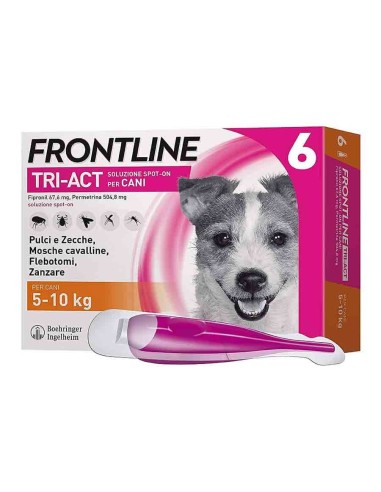 Frontline Tri-Act 5-10 Kg . 6 Pipette . Antiparassitario Per Cani .