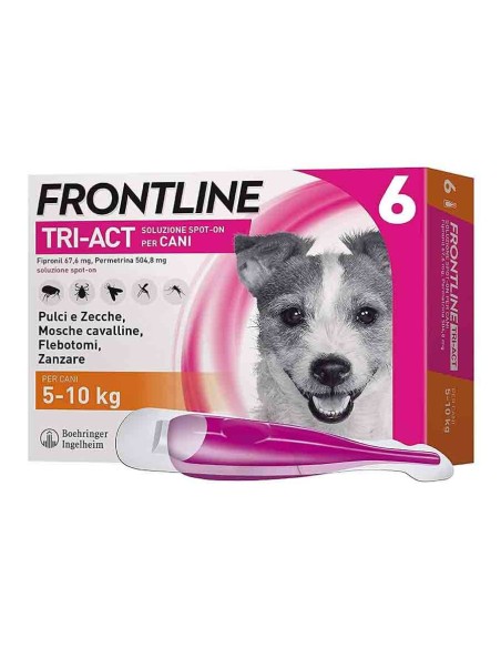 Frontline Tri-Act 5-10 Kg . 6 Pipette . Antiparassitario Per Cani .