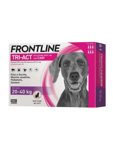 Frontline Tri-act 20-40 kg 6 pipette . Antiparassitario per cani.