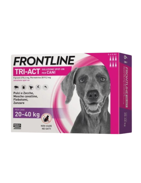 Frontline Tri-act 20-40 kg 6 pipette . Antiparassitario per cani.