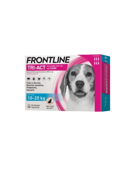Frontline Tri Act 10-20 kg 6 pipette . Antiparassitario per Cani .