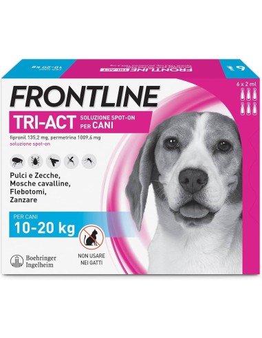 Frontline Tri Act 10-20 kg 6 pipette . Antiparassitario per Cani .