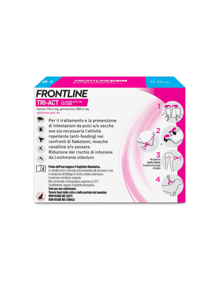 Frontline Tri Act 10-20 kg 6 pipette . Antiparassitario per Cani .
