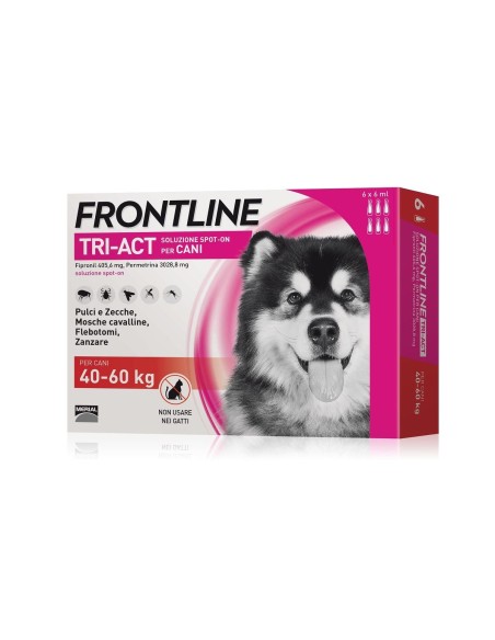 Frontline Tri - Act 40-60 kg . 6 Pipette . Antiparassitario per Cani