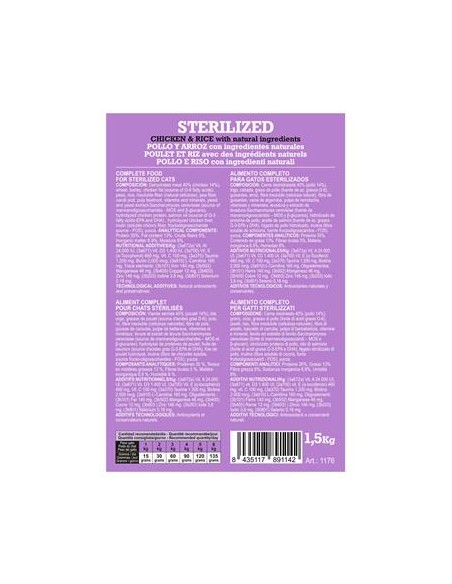 Arquivet Cat Original Sterilizzato Pollo kg 1,5. Cibo Secco Per Gatti .