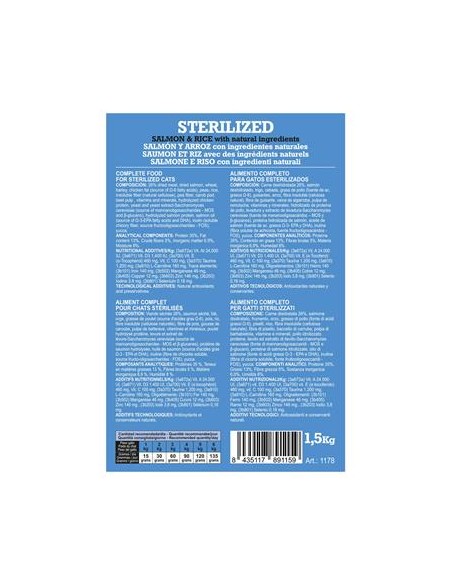 Arquivet Cat Original Sterilizzato Salmone kg 1,5. Cibo Secco per gatti.