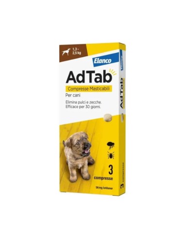 Adtab Compresse Masticabili Per Cani  1,3-2,5 KG. Antiparassitario Per cani .