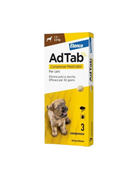 Adtab Compresse Masticabili Per Cani  1,3-2,5 KG. Antiparassitario Per cani .