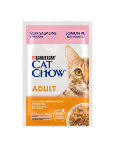 Purina Cat Chow Multipack Salmone e Fagiolini Busta 10 x85 gr. Cibo Umido Per Gatti. 2