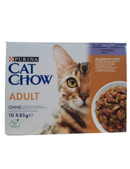 Purina Cat Chow Multipack Agnello e Fagiolini Busta  10 X 85 gr. Cibo Umido per gatti