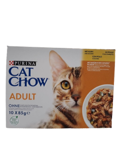 Purina Cat Chow Multipack Pollo e Zucchine Busta  10 X 85 gr.Cibo Umido Per Gatti .