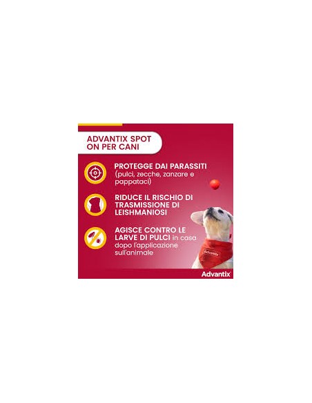 Advantix spot -on Cane da kg 10 a 25 kg 6 pipette . Antiparassitario per cani