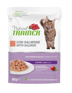 Natural Trainer con Salmone mature +7  busta gr 85. Cibo Umido per Gatti . 2