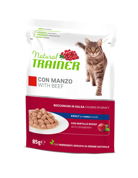 Natural Trainer Busta Gatto Manzo gr 85. Cibo Umido Per Gatti