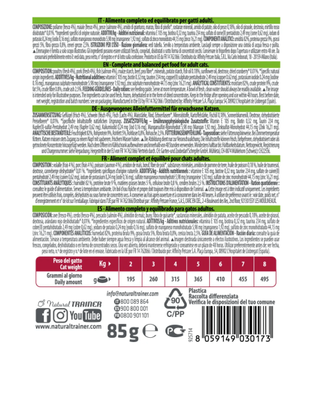 Natural Trainer Busta gatto Salmone gr 85. Cibo Umido Per Gatti .
