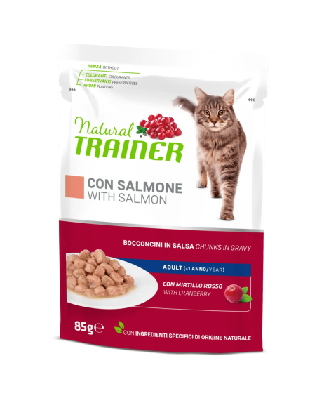 Natural Trainer Busta gatto Salmone gr 85. Cibo Umido Per Gatti .