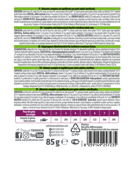 Natural Trainer Busta Gatto Sterilised Con Tonno gr 85. Cibo Umido Per Gatti