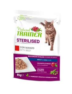 Natural Trainer Busta Gatto Sterilised Con Manzo GR.85. Cibo Per Gatti 2