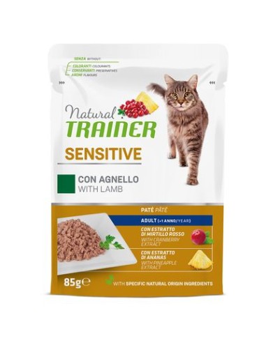 Natural Trainer Sensitive Busta Gatto Agnello gr 85. Cibo Umido Per Gatti.