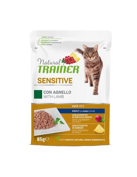 Natural Trainer Sensitive Busta Gatto Agnello gr 85. Cibo Umido Per Gatti