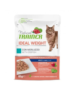 Natural Trainer Busta Gatto Ideal Weight Merluzzo gr 85. Cibo Umido Per Gatti 2